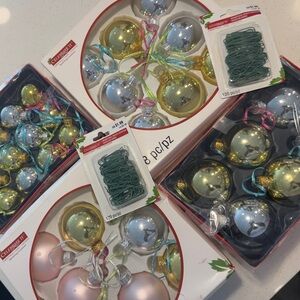 Celebrate It Pastel Pink, Gold & Light Blue Glass Ornament Sets
